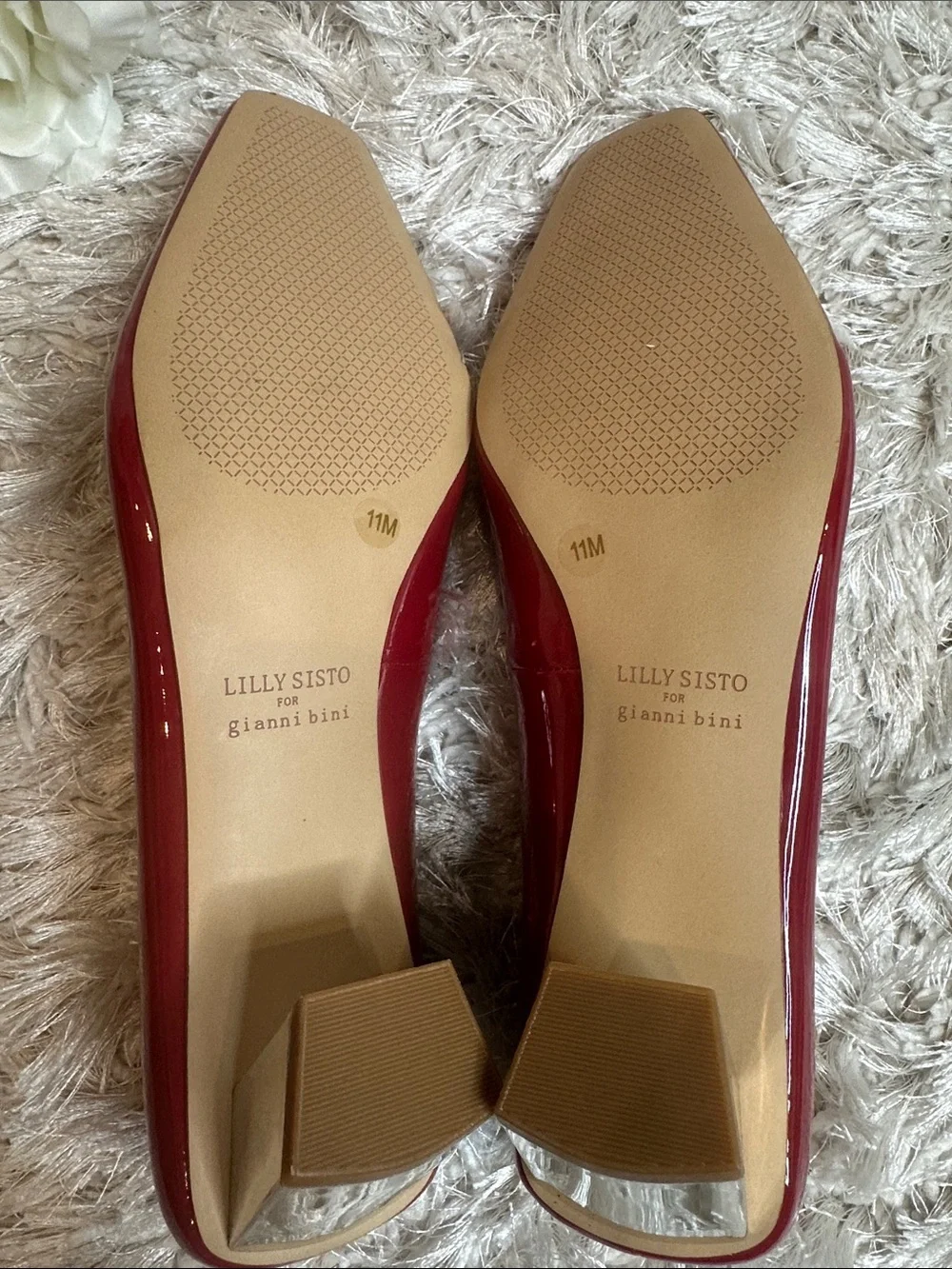 ๐NWOB Lilly Sisto by Gianni Bini Red Patent Square-Toe with Silver Buckle, 11M - Picture 7 of 13